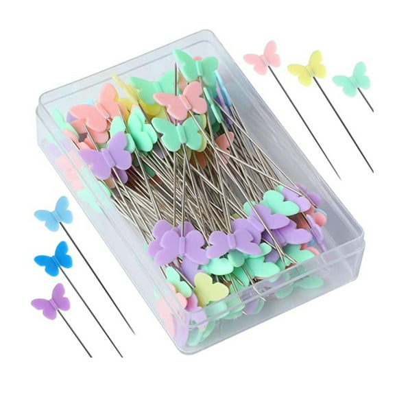 100-Pack Colorful Button Fixing Pins - Flat Head Sewing Pins for Embroidery, Quilting & DIY Craft, Boxed Sewing Accessories