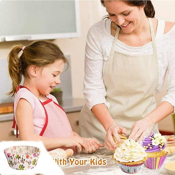 100-Pack Colorful Paper Cupcake Liners 5x3cm (1.97x1.26") Baking Cups Oven,Microwave & Fridge Safe Greaseproof & Odorless for Parties,Weddings,Baking Cakes & Muffins