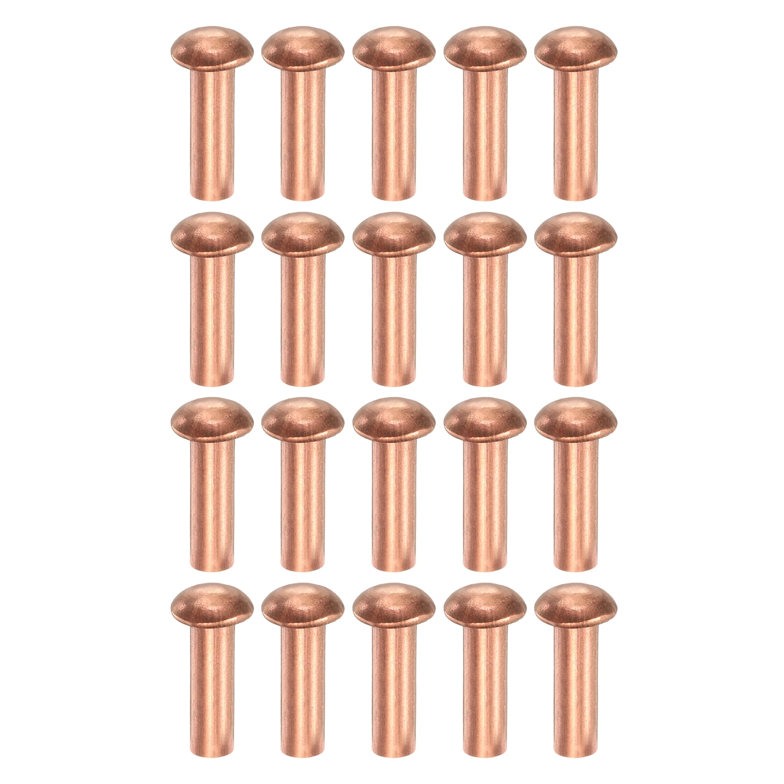 100 Pack Copper Solid Rivets, 0.16"x0.47" Half Round Head Rivet Metal Fasteners