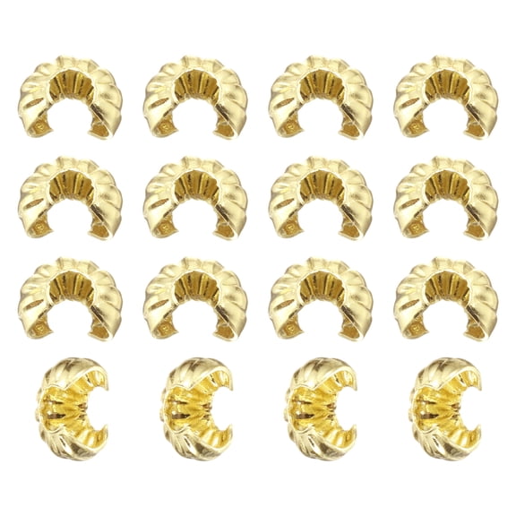 100 Pack Crimp Bead Covers, 4mm/0.16" Half Round Open Crimp Beads Knot Cover for Jewelry Making, Light Gold