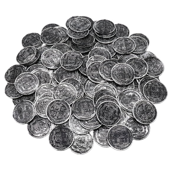 100 Pack Cross Plastic Gold Coins, Religious Party Favors for Easter Sunday School, Treasure Chest Filler