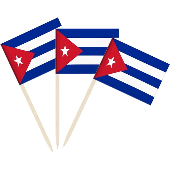 100 Pack Cuba Flag Cuban Toothpick Flags, Cocktail Picks Mini Stick Cupcake Toppers Country Picks Party Decoration Celebration Cocktail Food Bar Cake Flags (Cuba)