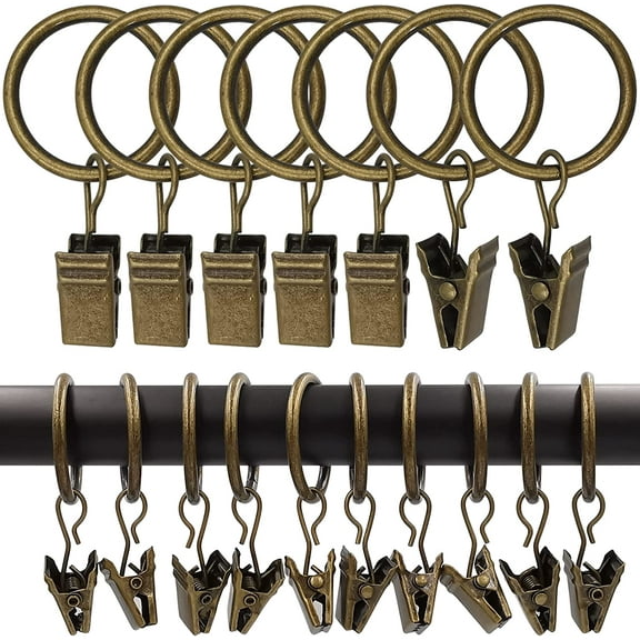 100 Pack Curtain Rings with Clips, Curtain Clip Rings Hooks, Bow Hanger Clips for Hanging Drapery Drapes Bows, Ring 1 inch Interior Diameter, Fits up to 5/8\