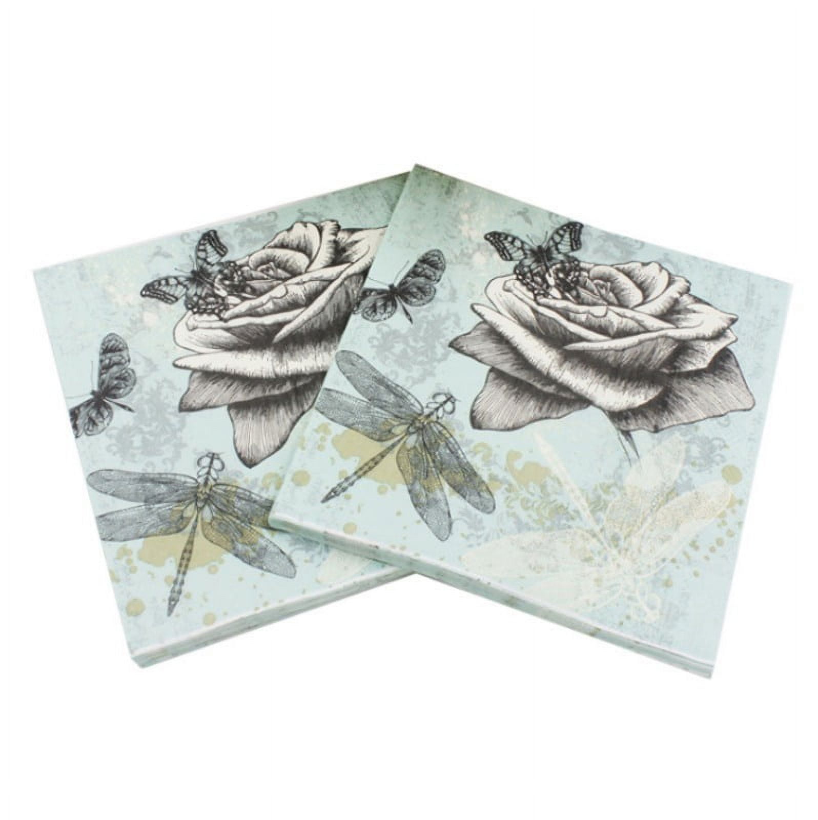 ALINK Decoupage Paper Napkins with Vintage Floral Pattern, Printting Peony Birds Decorative Dinner Tea Party Shower, 20 Count