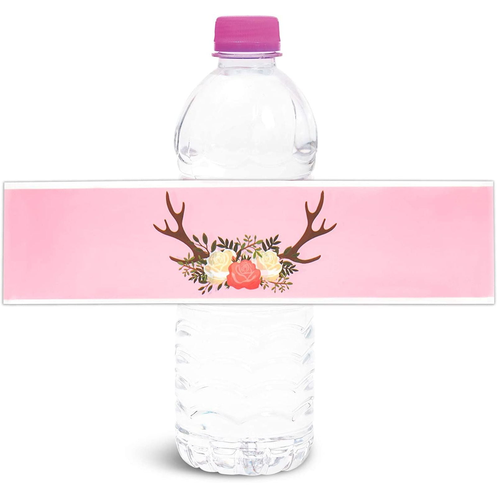 Cute Pink baby Girl Footprints Baby Shower Water Bottle Label, Zazzle