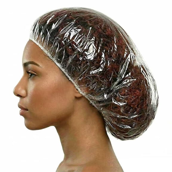 100 Pack Disposable , 50CM Extra Large Jumbo Shower Cap for Women with Long Hair, Braids and Locs, Thickened Waterproof Plastic Hair Caps Deep Conditioning, Processing, Travel