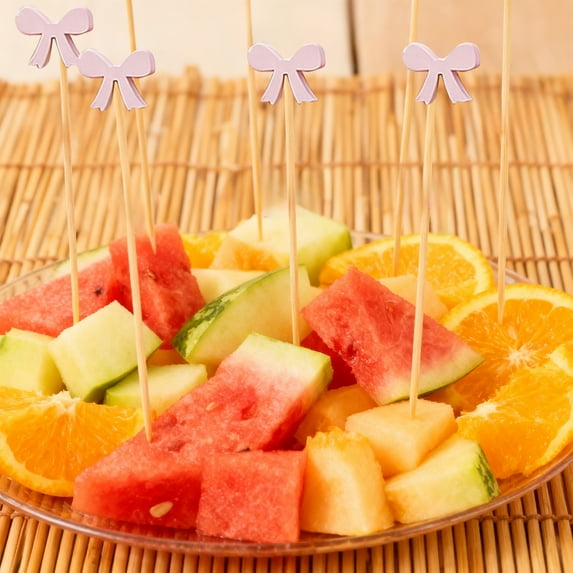 100-Pack Disposable Bamboo Skewers | Wooden Food Picks for Fruit, Burgers, Sandwiches, Cocktails & Sushi | 6-Inch Eco-Friendly Party & Holiday Garnish Sticks