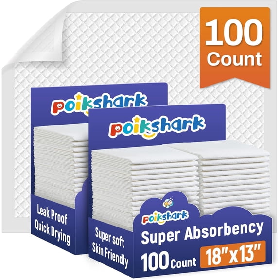 100 Pack Disposable Diaper Changing Pads for Baby Leakproof & Super Absorbency Disposable Underpads Large Toddler Pads Absorbent Fluff Protective Table Pads, Pee Pads for Babies, Kids 18" x 13"