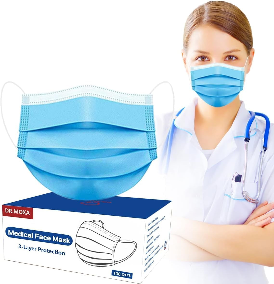 100 Pack Disposable Face Masks AS Level 2, Medical Grade 3 Ply ...
