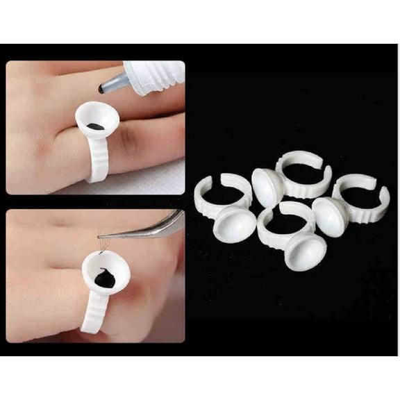 100-Pack Disposable Glue Holder Rings for Eyelash Extensions and Tattoo Pigment Convenient & Hygienic Professional Pallets TIKA