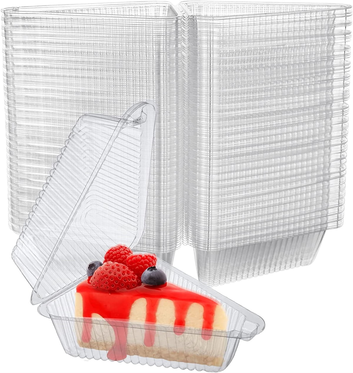  50 Pcs Cake Slice Containers with Lid, Clear Plastic Individual  Carrier Transparent Disposable Triangle Boxes for Cheesecake, Flan,  Cupcake, Dessert Pie Slice - Take Out, Mini Desechables : Home & Kitchen