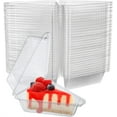 100 Pack Disposable Hinged Plastic Cake Containers, Clear Cake Slice Containers with Lids