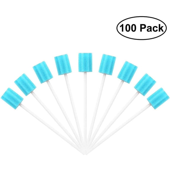 100-Pack Disposable Medical Cleaning Sponge, Petal-Style Sterile Foam Swabs with Sturdy White Handles, Wound Care for Dogs Paired with Disposable Cleaning Cloths, White Cleaning
