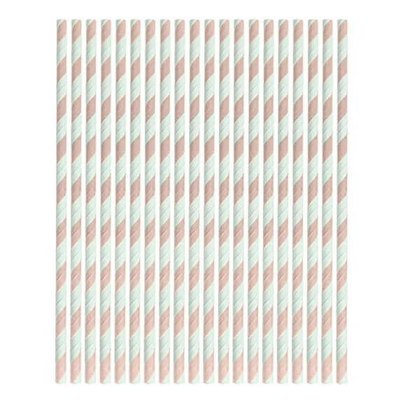 100-Pack Disposable Paper Straws - Striped Colorful Neon Decorative Straws for Desserts, Drinks, and Parties - 8 Inch Rigid Eco-Friendly Straws for Hot and Cold Beverages(Dark Pink)