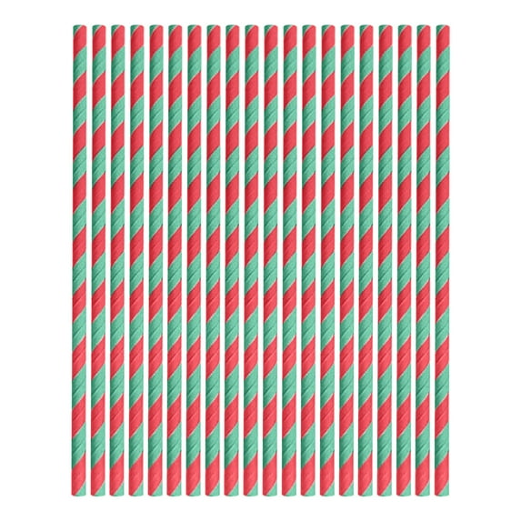 100-Pack Disposable Paper Straws - Striped Colorful Neon Decorative Straws for Desserts, Drinks, and Parties - 8 Inch Rigid Eco-Friendly Straws for Hot and Cold Beverages(Red And Green)