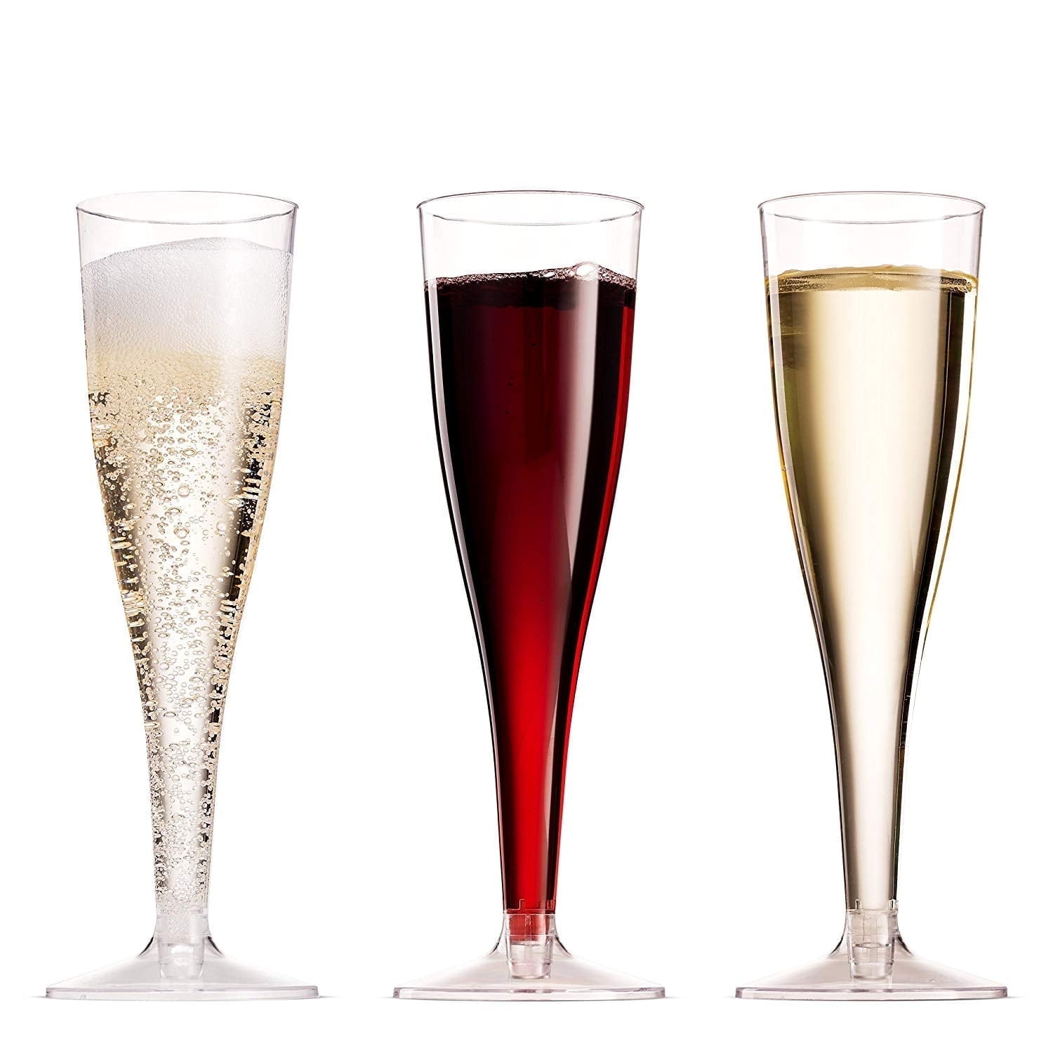 100 Pack Disposable Plastic Champagne Flutes, 4.5Oz Toasting glasses for decoration, Wedding, Parties, and Reusable(Clear)