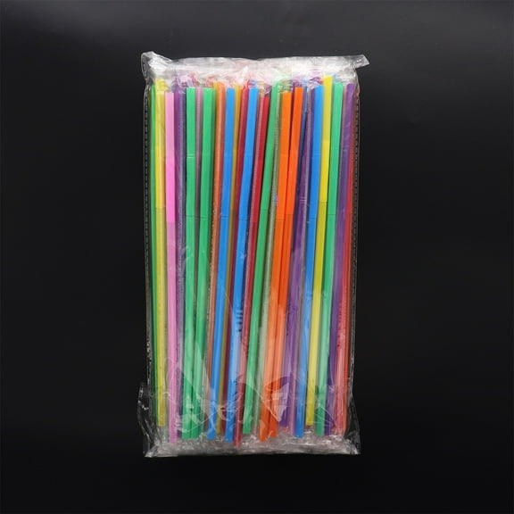 A 100 Pack Disposable Plastic Drinking Straws 12.5 Inches Long Striped Design For Parties Bars Restaurants Homes Bpa Free Flexible And Reusable Size 0.24X10.24 Inches