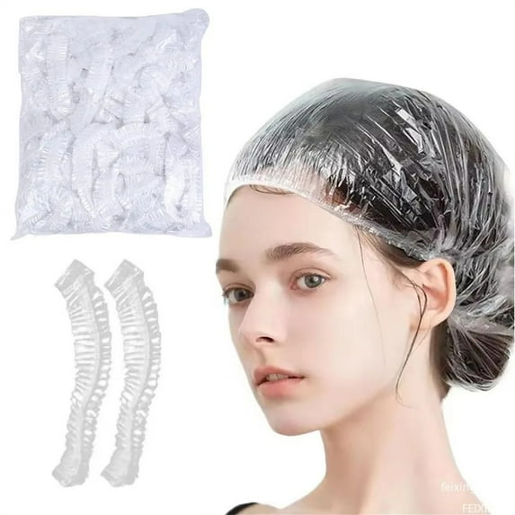 100 Pack Disposable Shower Caps, Thickened Material Waterproof Bath Hair Cap, Designed For Safety And Comfort Fits Most Ponytails Ideal For Coloring And Daily Use