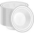 thumbnail image 1 of 100 Pack Disposable Soup Bowls with Silver Rim, 12oz Premium Heavy Duty Plastic Dinner Bowls for Party, Wedding and Holiday, 1 of 6