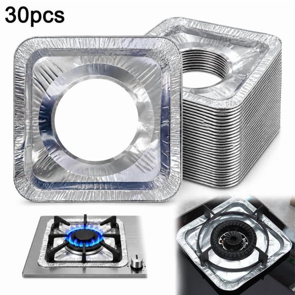 100-Pack Disposable Stove Burner Liners, Foil Drip Guards for Easier Kitchen Cleanup, Tin foil, 20 x 20 cm