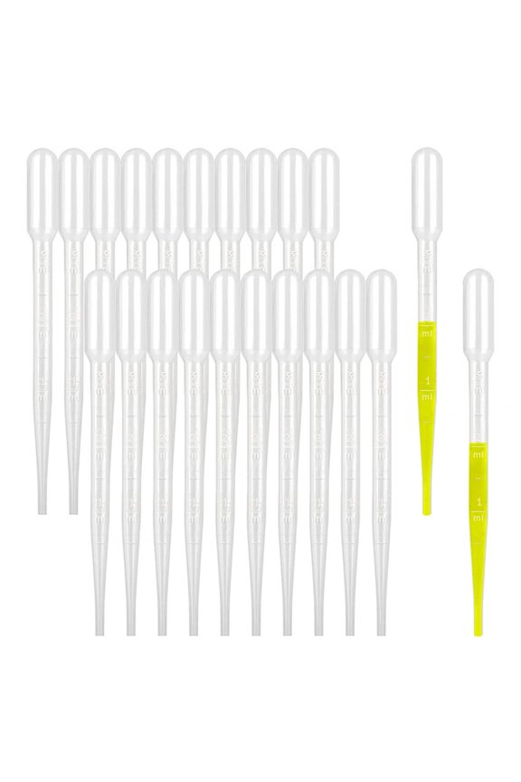 100 Pack Disposable Transfer Pipettes, 1 ml Calibrated Plastic Droppers for DIY Liquid Measuring, Clear