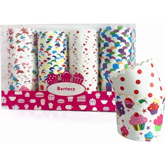 100-Pack Disposable Wrappers Large Paper Cake Baking Cup Cupcake Muffin Cases Birthday Party Decoration