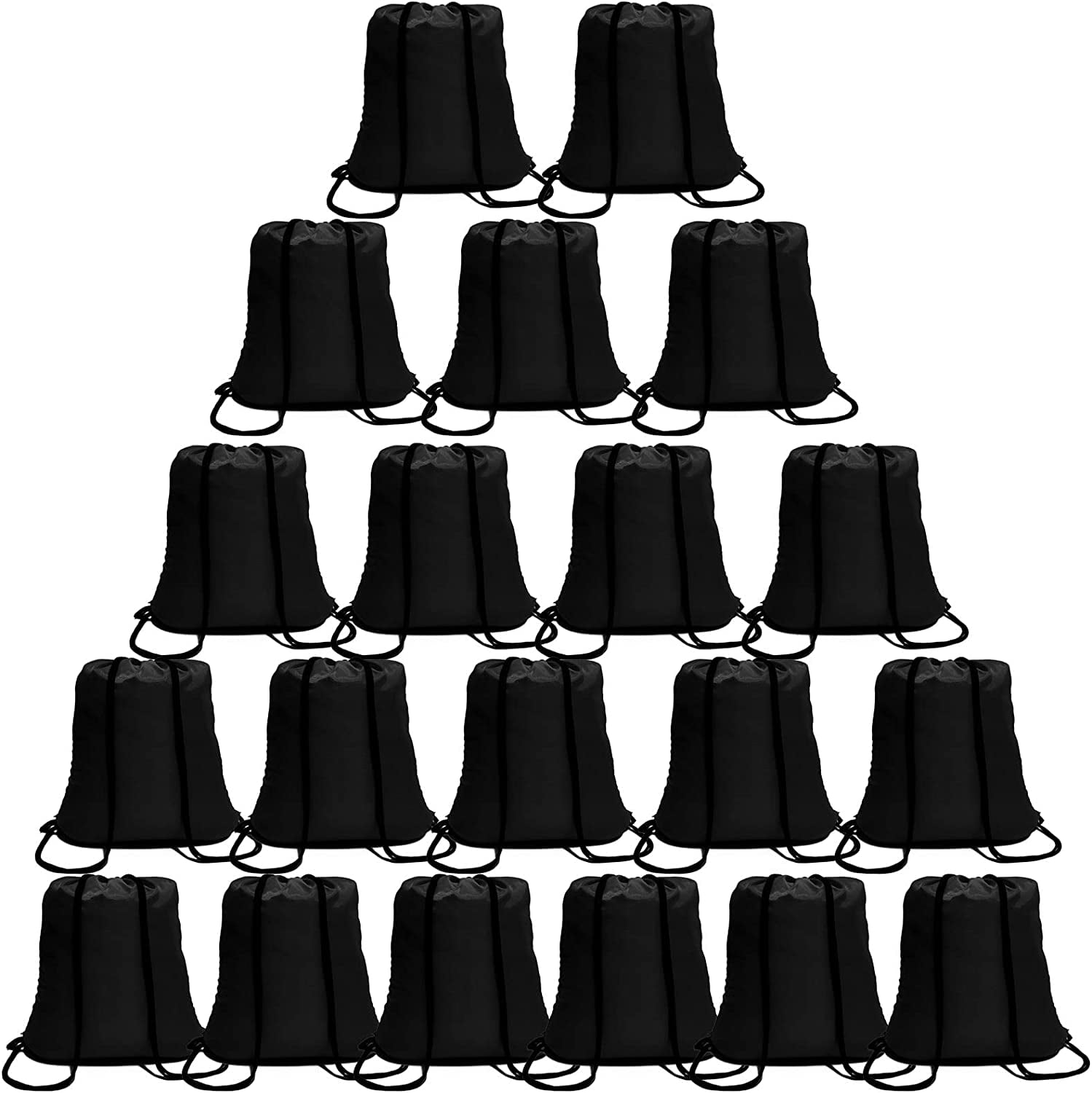 100 Pack Drawstring Backpack Black Bulk Drawstring Bags Nylon String ...