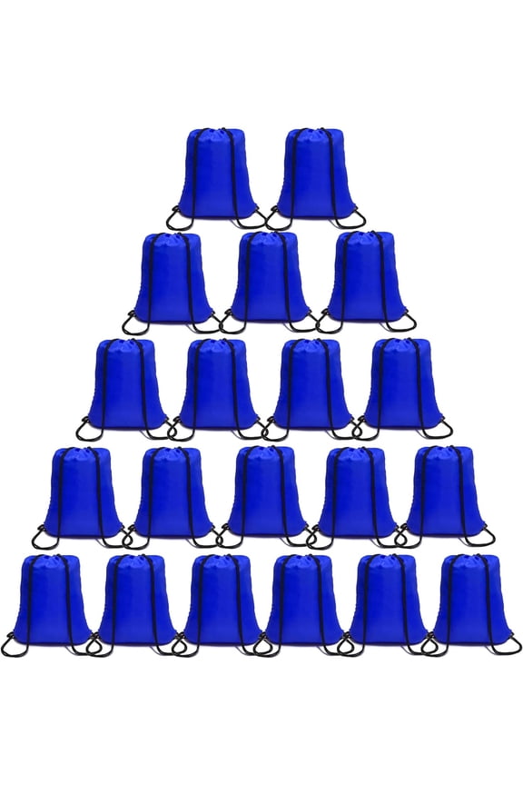100 Pack Drawstring Backpacks - 20 Colors, Gym Bags, Cinch Sacks - Nylon String Sport Backpacks