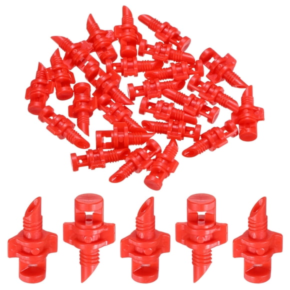 Uxcell 100-Pack Drip Irrigation Emitters, Adjustable 360 Degree Plastic Micro Sprinkler Heads for Garden Lawn [Red]