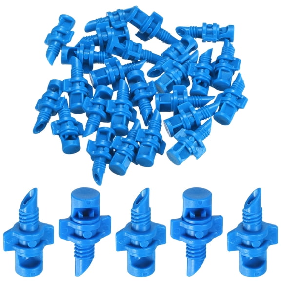 Uxcell 100-Pack Drip Irrigation Emitters, Adjustable 90 Degree Plastic Micro Sprinkler Heads for Garden Lawn [Blue]