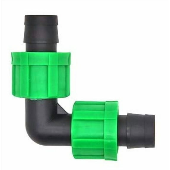 (100-Pack) Drip Irrigation Tubing Elbow - 1/2" Universal Perma Connector Barbed Locking Fitting - Fits All Brands 16-17mm Drip Tape & Tubing (100, Elbow)