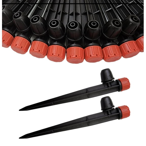 100-Pack Dripper Irrigation Emitters Adjustable 360 Degree on 5" with Stake for 1/4" Drip Irrigation Tubing Irrigation Drippers Ideal for (4-7mm) Garden Home Watering System