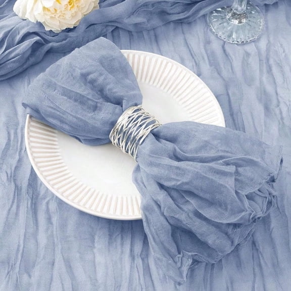 100 Pack Dusty Blue Cheesecloth Napkins Christmas Cloth Napkins Set of 100 Blue Holiday Dinner Napkins Bulk 21x21 Inches for Wedding Bridal Shower Shower Xmas Parties