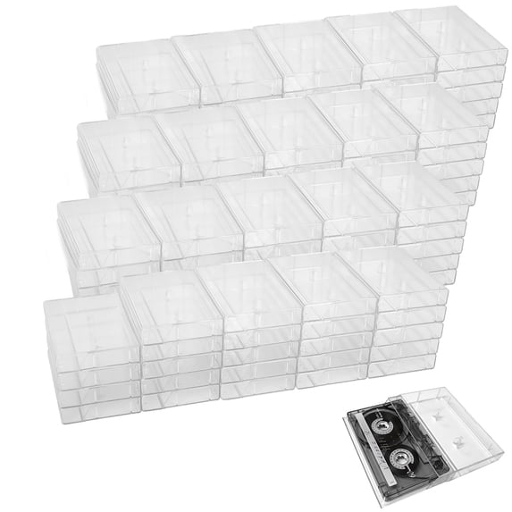 100 Pack - Evelots Cassette Tape Cases-Clear Plastic Storage-Audio-No Scratch/Dirt