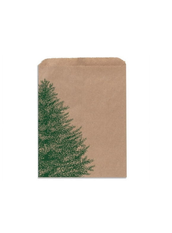 100 Pack, Evergreen Kraft Paper Merchandise Bags, 6.25X9.25" for Food Packaging, Made in USA