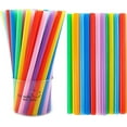 thumbnail image 1 of 100 Pack Extra Wide Jumbo Smoothie Straws, 9.45 Inch Milkshake Boba Disposable Straws in Assorted Bright Colors, 1 of 7
