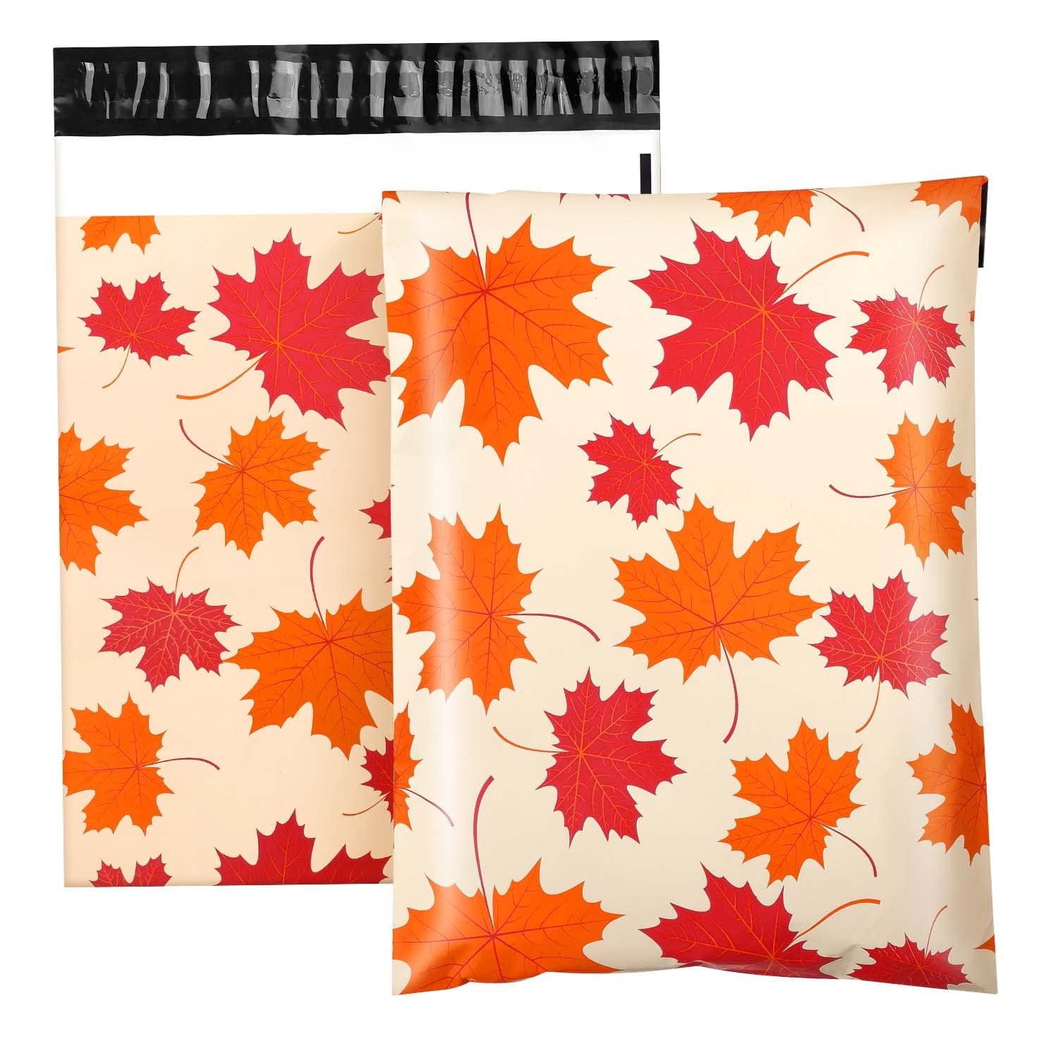 100 Pack Fall Poly Mailers Maple Leaves Shipping Bag with Self Sealing