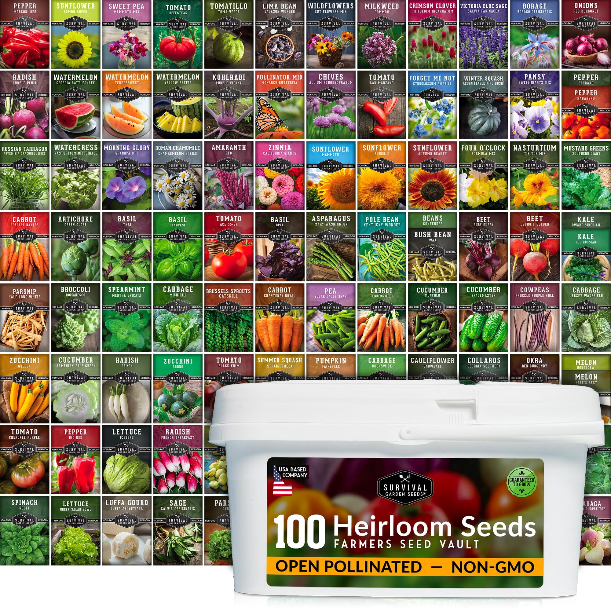 Farmer 100 Pack Vegetable Seeds - Full Sun Annual