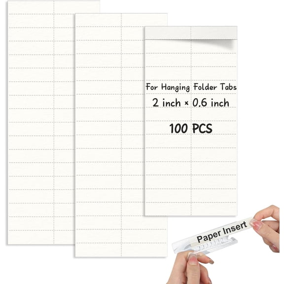 100 Pack File Folder Paper Inserts 2 Inch Blank Cardstock File Tab Inserts for Folder (2x0.6 inch)(No Tabs)