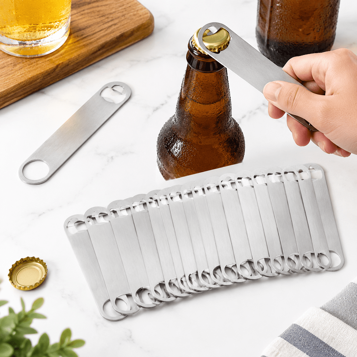 100 Pack Flat Beer Bottle Opener 7 Inch Stainless Steel Openers For ...