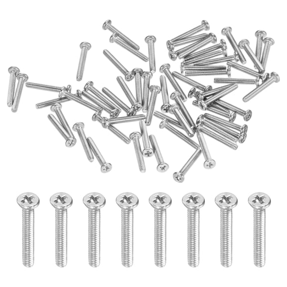 100-Pack Flat Head Machine Screws, M1.2x8mm 304 Stainless Steel Phillips Drive Tiny Screws, Cross Drive Hardware Fastener