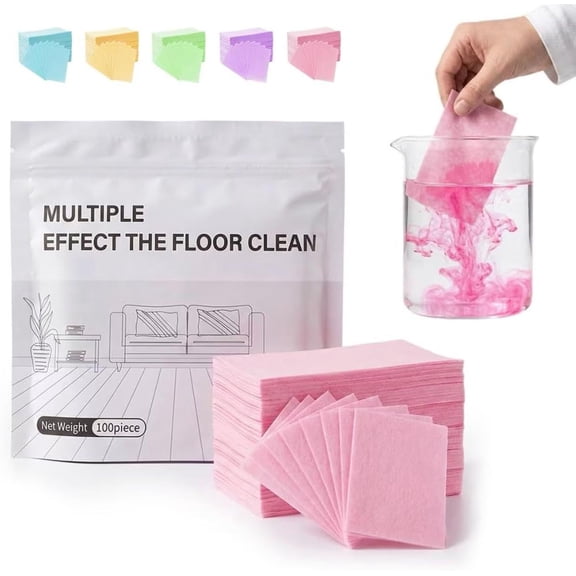 100-Pack Floor Cleaning Tablets, 2026 New Multi-Effect Floor Cleaning Sheets, Water Soluble Concentrated Floor Cleaner Solution, Multi-Surface Cleaner for Hardwood, Tile, Laminate & More
