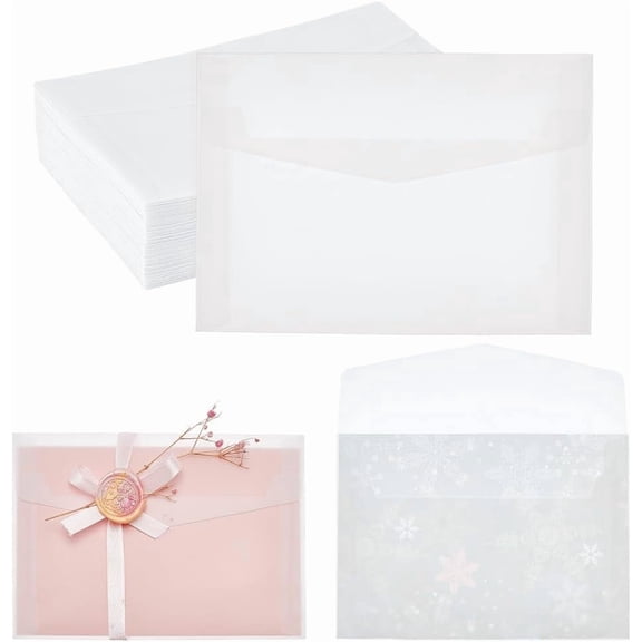 100 Pack Folded Vellum Jackets Vellum Wedding Invitations Wraps Translucent Vellum Wrap Jackets Transparent Wedding Invitations Jacket for Party Invitations Mixed Color