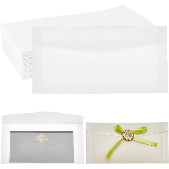 100 Pack Folded Vellum Jackets Vellum Wedding Invitations Wraps Translucent Vellum Wrap Jackets for Wedding Transparent Paper Envelope for Birthday Cards