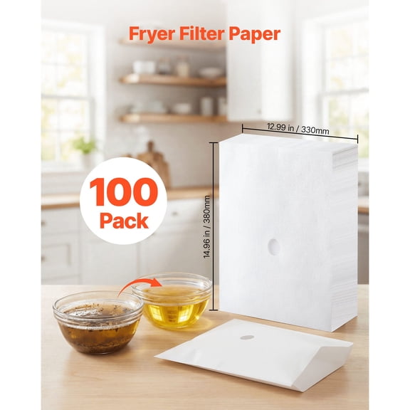 100 Pack Fryer Filter Paper, Replacement Deep Fryer Filter Sheets for 38/55L Commercial Mobile Fryer Filter Machine, Extend Oil Life for Improved Taste, for Restaurant Burger Shop, 15x13 inch