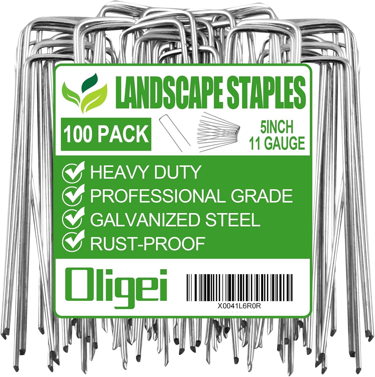 100 Pack Garden Stakes, U-Shaped Tent Stakes, Galvanized Landscape Staples, Ground Stakes, for Landscaping Securing Weed Barrier Fabric, Irrigation Tubing, Holding Fence, Tarpaulin