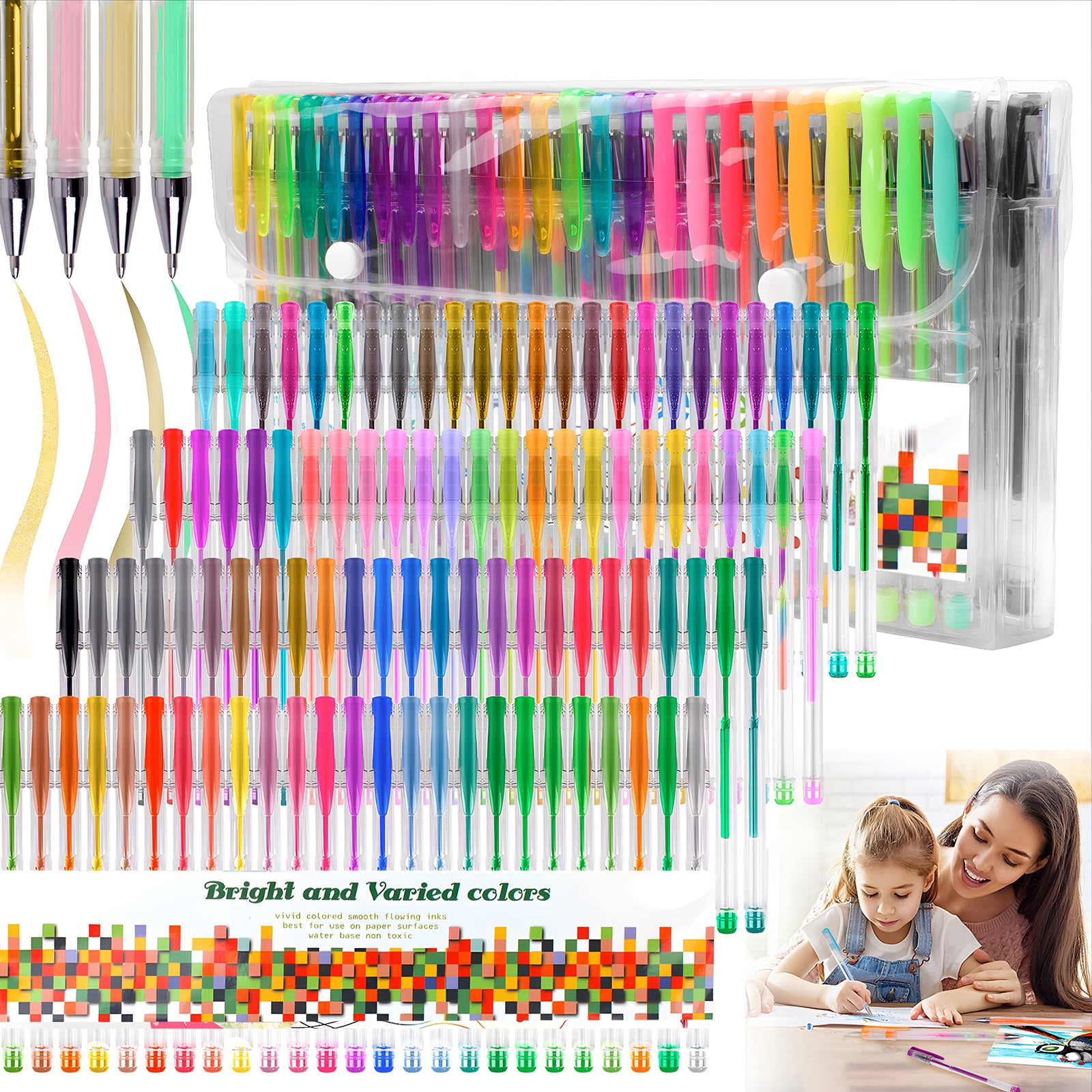 Art Gel Pens 100/120/160 Colored Gel Pen Set Brilliant Gel Colors Perfect  for Adult Coloring Books Drawing Painting Writing Marker