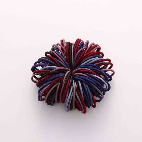 100-Pack Girls Hair Ties, 3cm Colorful Nylon No-Damage Rubber Bands, Soft and Hair-Friendly Ponytail Holders for Daily Use, School, and Parties, Girls Hair Accessories-B