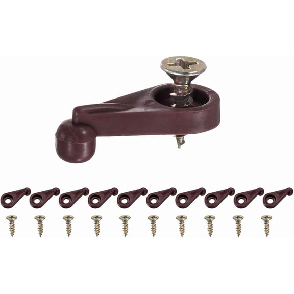 100 Pack Glass Retainer Clips, Offset 4mm Plastic Glass Panel Retainer Clips Bracket Screen Door Clips W Screws for Fixing Mirror/Glass/Cabinet/Doors/Windows [Ball Type, Brown]