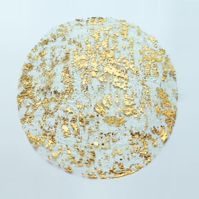 100 Pack Gold Disposable Placemats Foil Mesh 13 Inch Gold Round Pressed Table Mates 100 Set of Gold Doilies for Dining Table Wedding Birthday Party Holiday Home Decoration